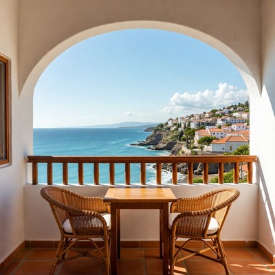 View from balcony by ocean