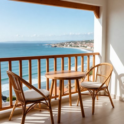 Ocean view balcony with chairs