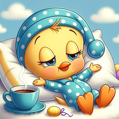 Cute chick in pajamas enjoying time