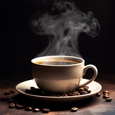 Fresh coffee with steam rising