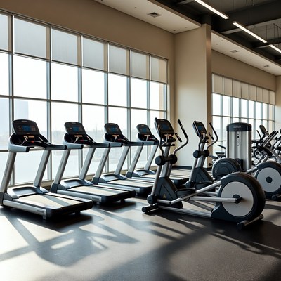 Fitness center with exercise equipment