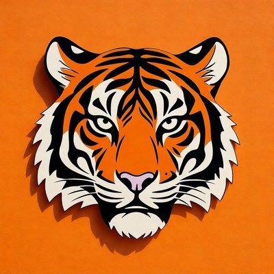 Tiger head on orange background