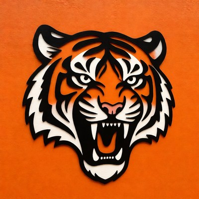 Tiger head wall art in bold colors