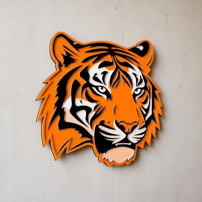 Tiger head wall art in orange design