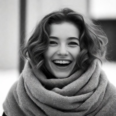 Young woman smiling in winter