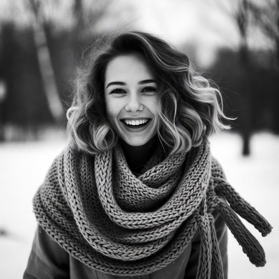 Girl smiling in winter scene