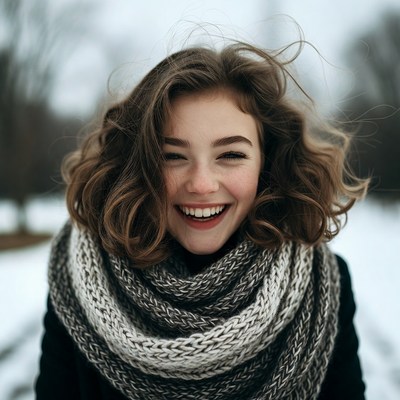 Smiling girl in winter scenery