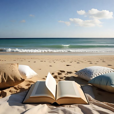 Reading at the beach during daytime
