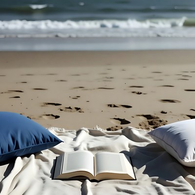 Relaxing at the beach with a book