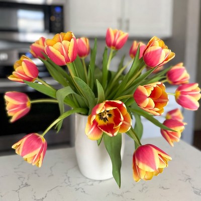 Flowers in a kitchen vase
