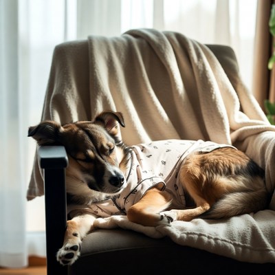 Dog resting on a chair at home