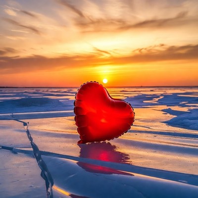 Heart shape looks over sunset