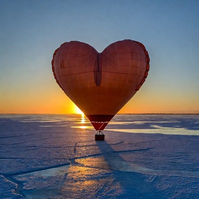 Hot air balloon during sunset