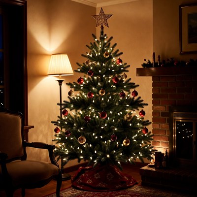 Christmas tree in a cozy living room