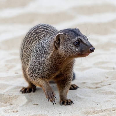 Mongoose exploring sandy ground in nature