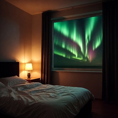 Northern lights viewed from bedroom