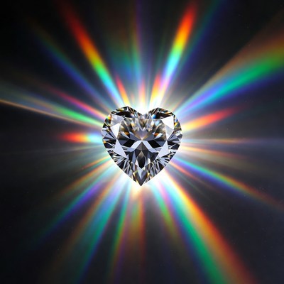 Heart shaped diamond with rainbow light