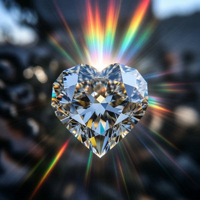 Heart-shaped diamond with light effects