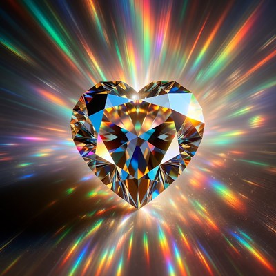 Heart-shaped diamond with light reflections