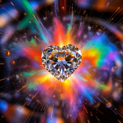 Heart shaped diamond with colorful background