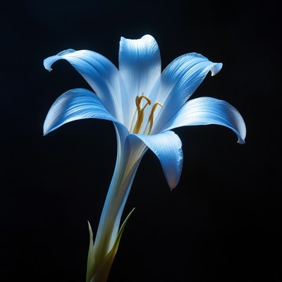 Blue flower against dark background