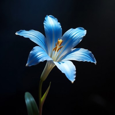 Blue flower in dark setting