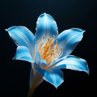 Blue flower against dark background