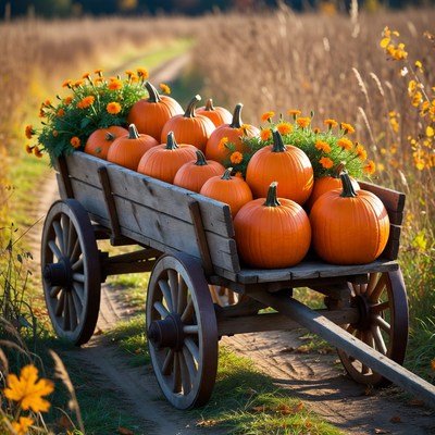 Pumpkin cart on a harvest trail