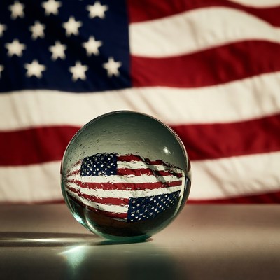 Reflection of an american flag