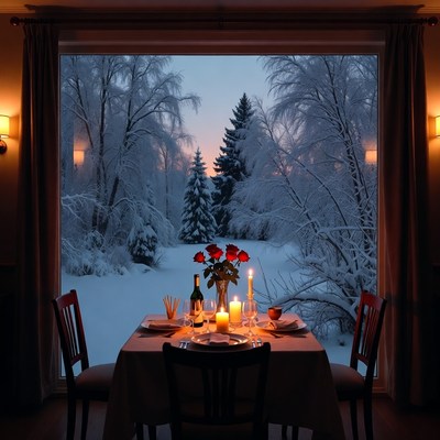 Winter dinner by the window
