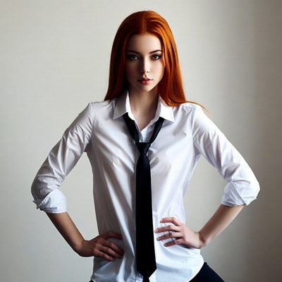 Woman in shirt and tie