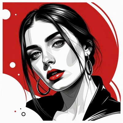 Stylish portrait of a woman with red background