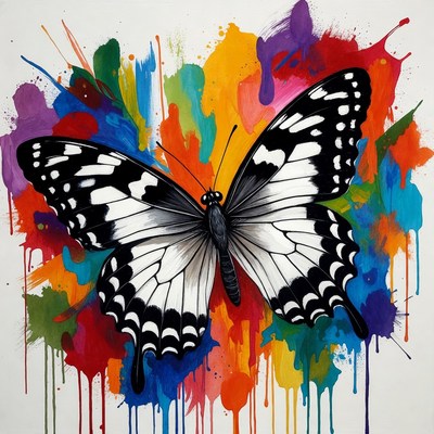 Butterfly art on colorful background