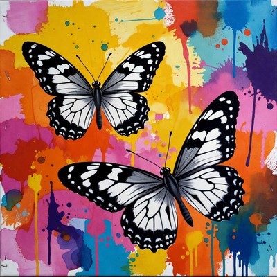 Colorful butterflies on a vibrant background