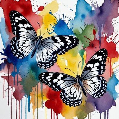 Butterflies on colorful background