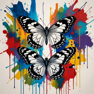 Butterflies on colorful background