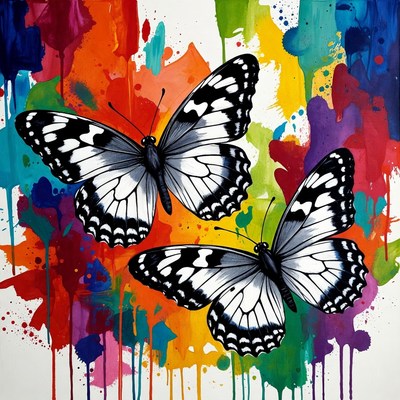 Butterflies on colorful background