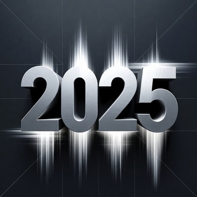 Future year 2025 in metallic design