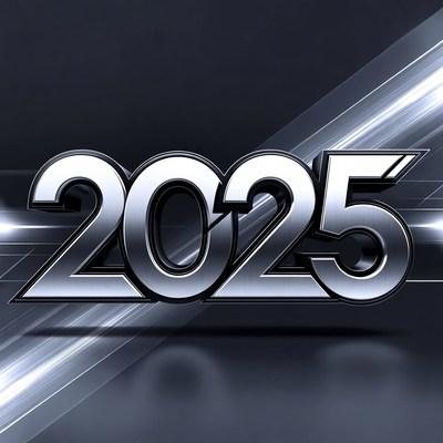New year 2025 concept with metallic design