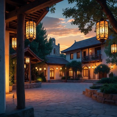 Evening light in a traditional courtyard
