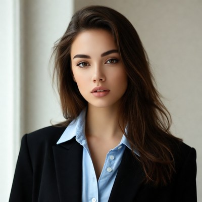 Young woman in business attire indoors