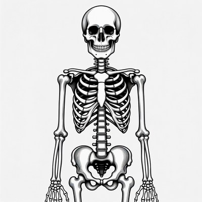 Detailed human skeleton illustration for study
