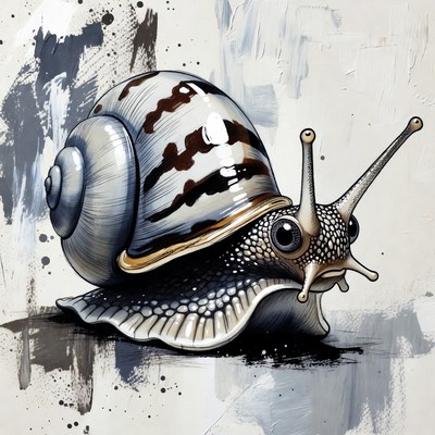 Snail on abstract background with texture