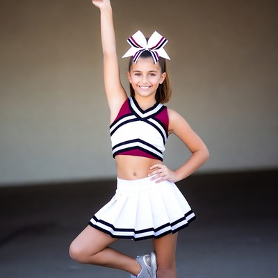 Cheerleader posing in practice space