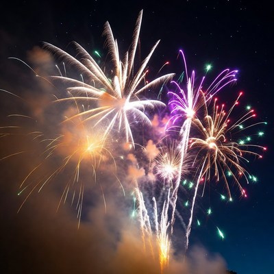 Fireworks display at night sky