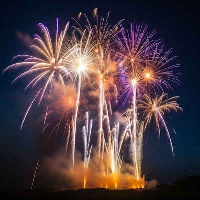 Fireworks display at night event