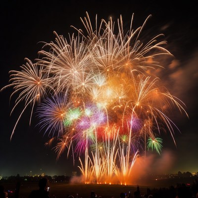 Fireworks display at night