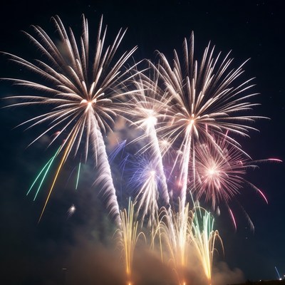 Fireworks display lights up night sky