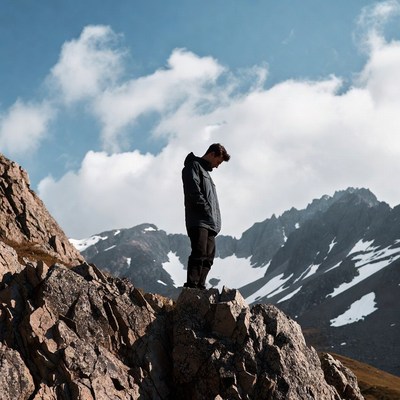 Man standing on rocky mountain