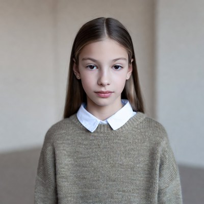 Girl with straight hair in sweater